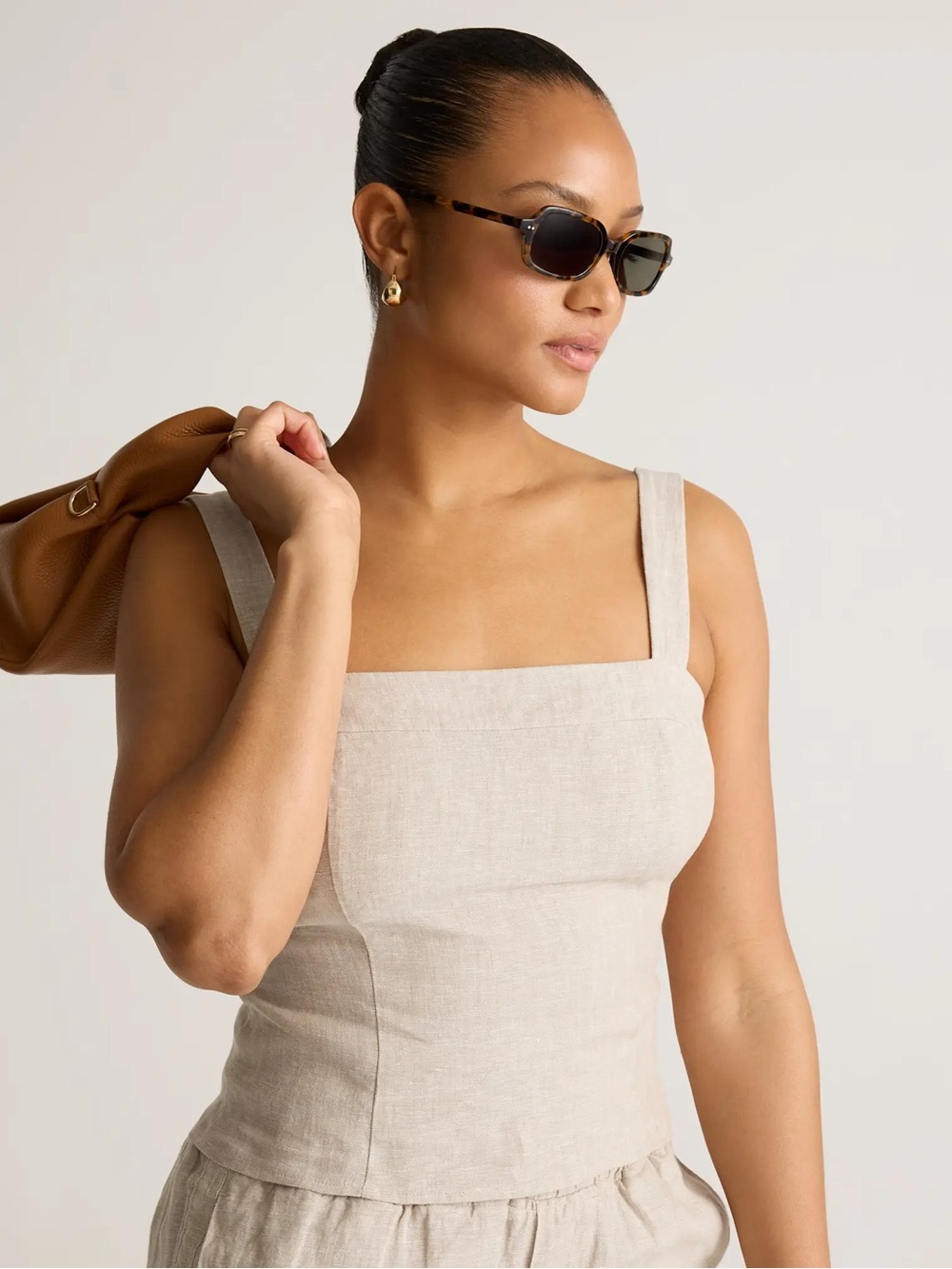 100% European Linen Fitted Tank XS